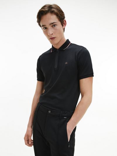 Calvin Klein Ruhák HU197705 | Calvin Klein Slim Zip Neck Férfi Pólóing Fekete